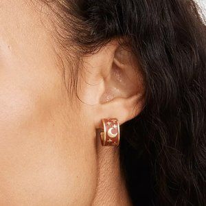 [NWT] Madewell Star & Moon Gold-Plated Huggie Hoop Earrings